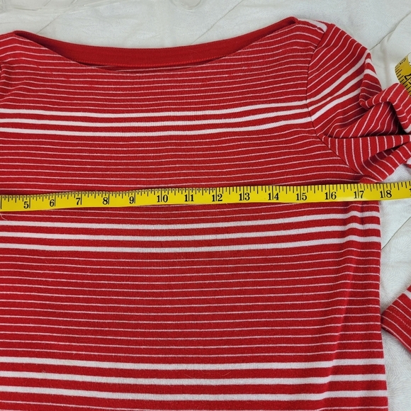 Gap The Bowery Super Soft boat neck red tee white stripes 3/4 sleeves nautical M - Picture 6 of 10